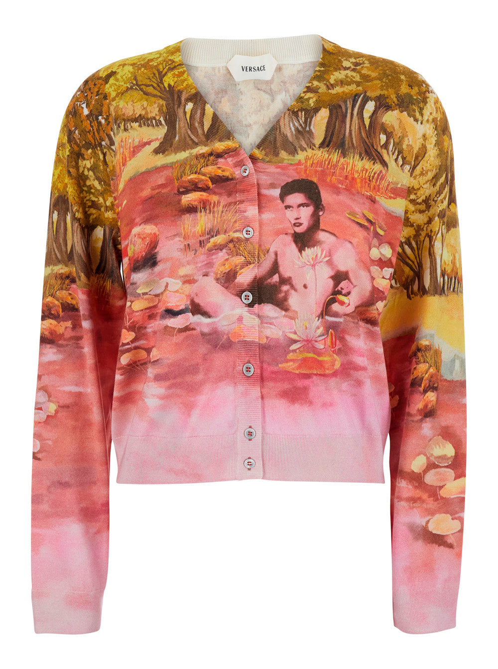 Versace Women Naturist Print Cardigan Look62 VERSACE