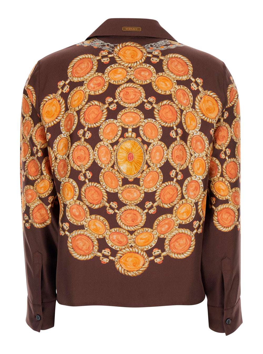 Versace Women Shirt 'Printed Shirt Look 62' Brown With Printed Silk Motif For Women VERSACE