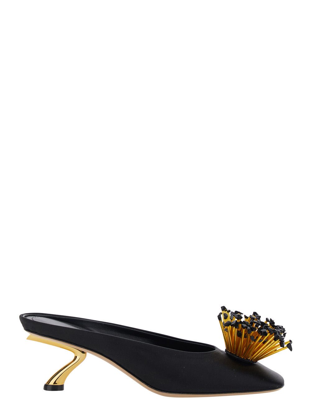 Ferragamo Women Black Sandals With Low Heel And Crystal Embellishment On The Front In Fabric Woman FERRAGAMO