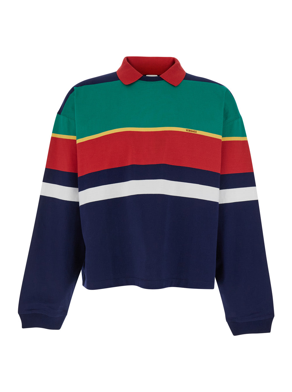 Versace Men 'Strips' Multicolored Sweatshirt With Classic Collar Long Sleeves In Cotton Men VERSACE