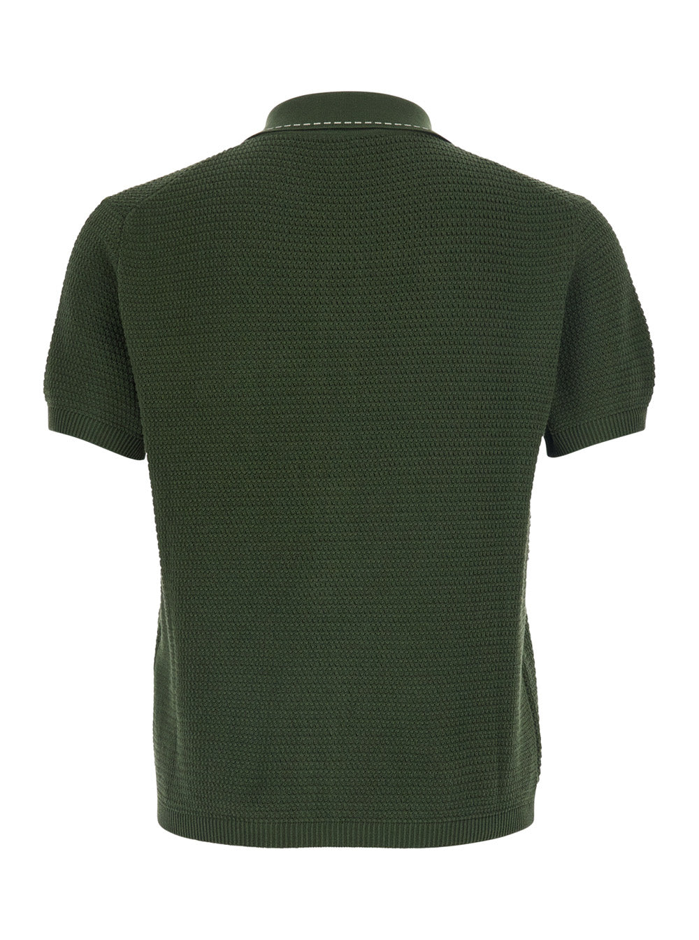 Versace Men Look 20 Croche Polo Green With Collar And Short Sleeves In Cotton Men VERSACE