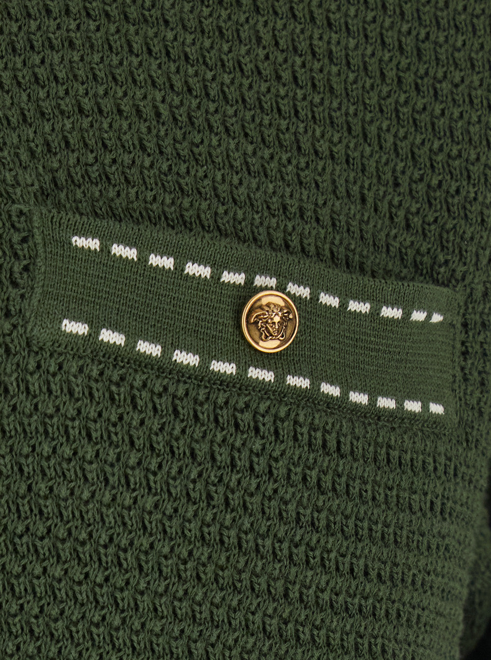 Versace Men Look 20 Croche Polo Green With Collar And Short Sleeves In Cotton Men VERSACE