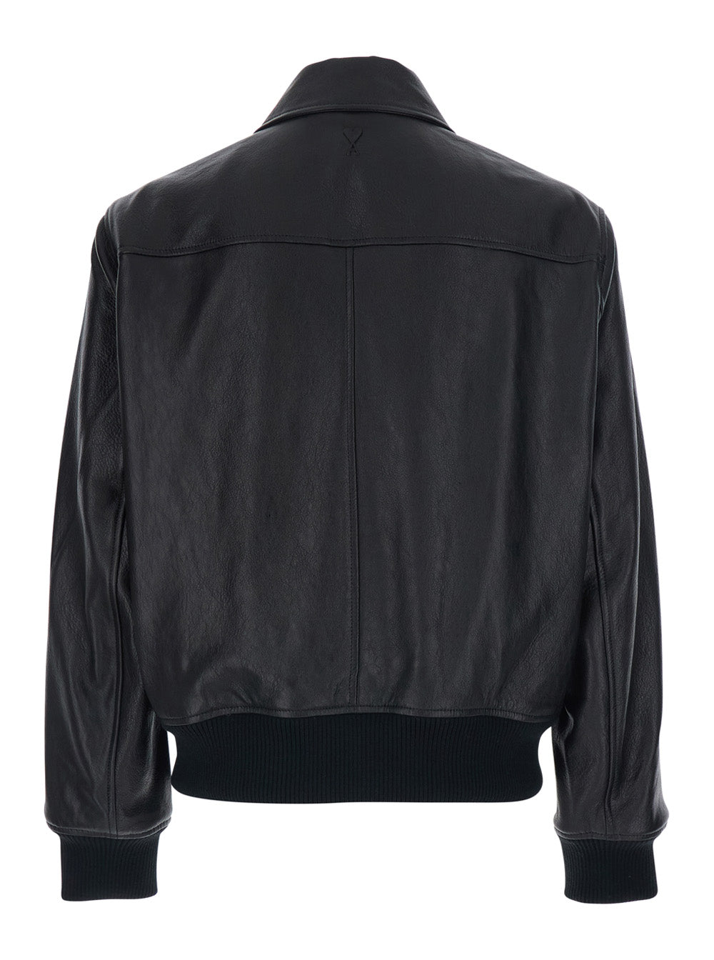Ami Paris Men Black Jacket With Front Zip Closure And Long Sleeves In Leather Man AMI PARIS