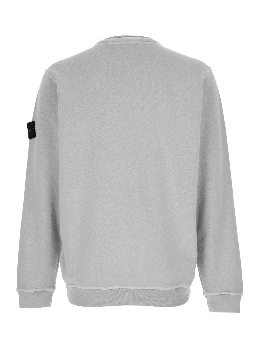 Stone Island Men Grey Crewneck Sweatshirt With Logo Patch On Sleeve In Cotton Men STONE ISLAND