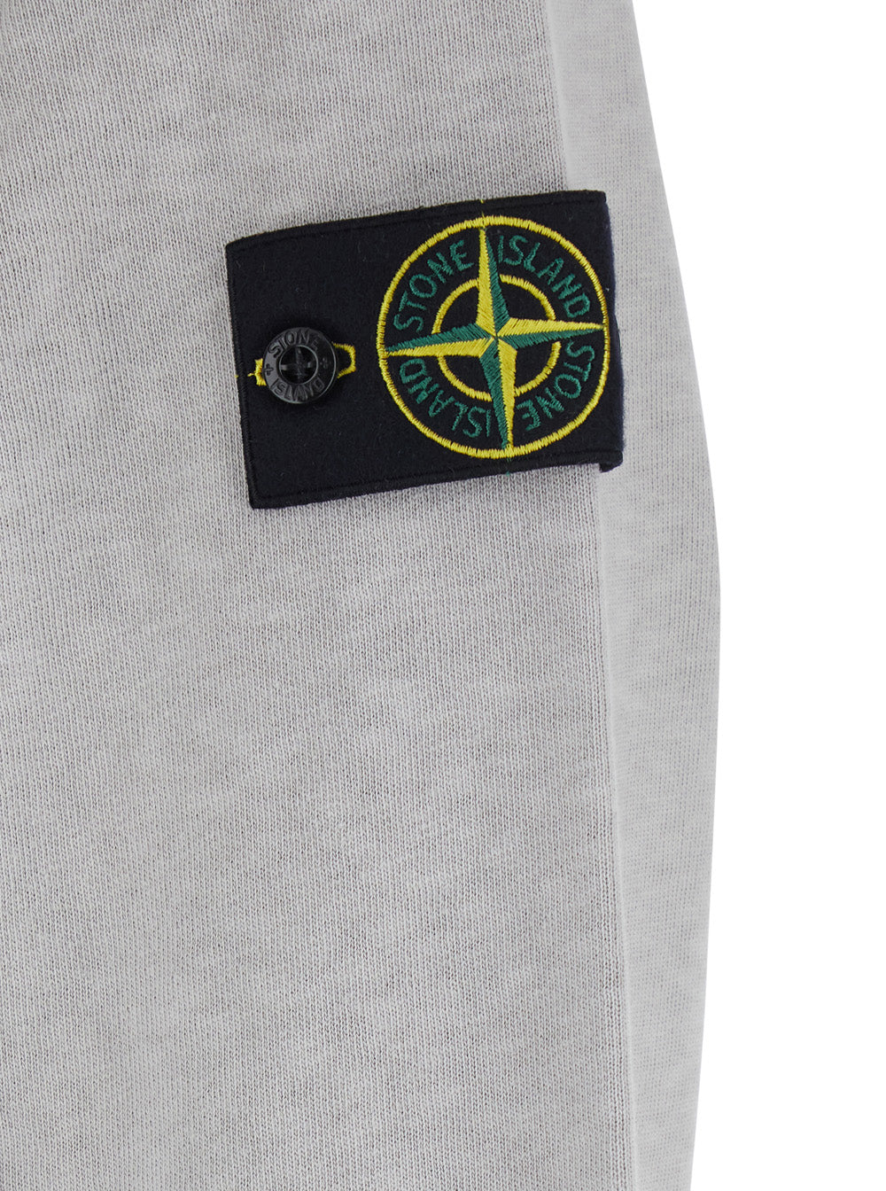 Stone Island Men Grey Crewneck Sweatshirt With Logo Patch On Sleeve In Cotton Men STONE ISLAND