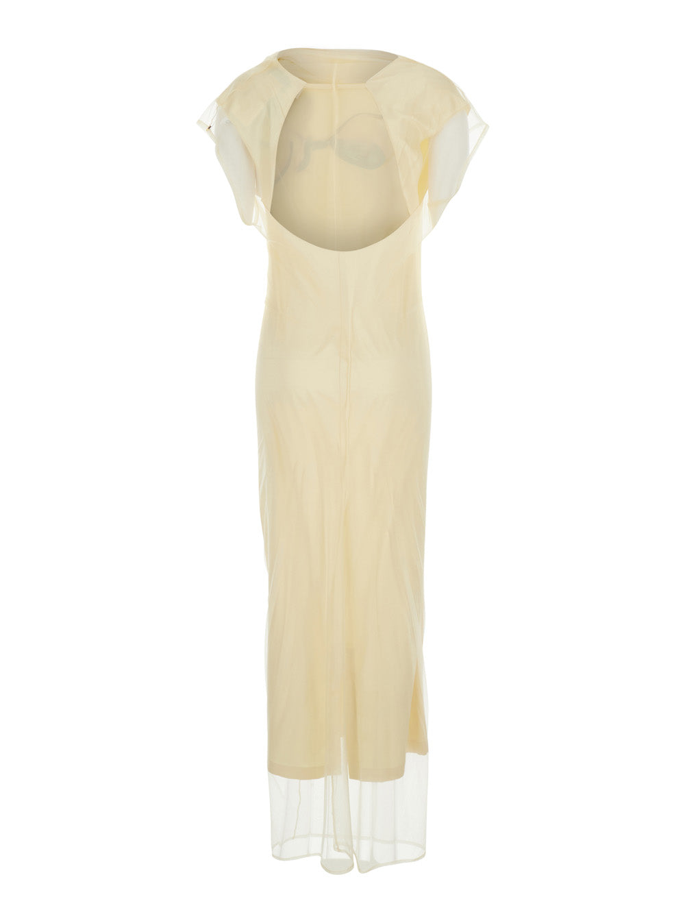 Sportmax Women 'Viale' Yellow Long Dress With Floral Motif On The Front And Round Neckline On The Back In Stretch Tech Fabric For Women SPORTMAX