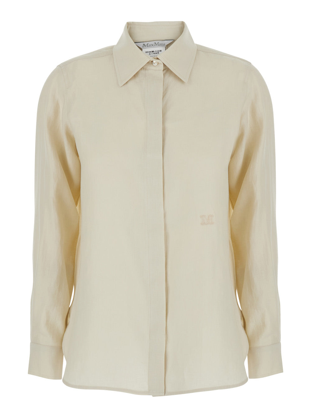 Max Mara Women Beige Long-Sleeved Shirt With Classic Collar In Linen For Women MAX MARA