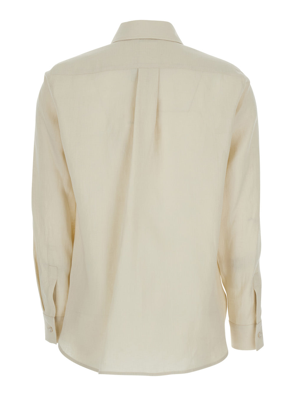 Max Mara Women Beige Long-Sleeved Shirt With Classic Collar In Linen For Women MAX MARA