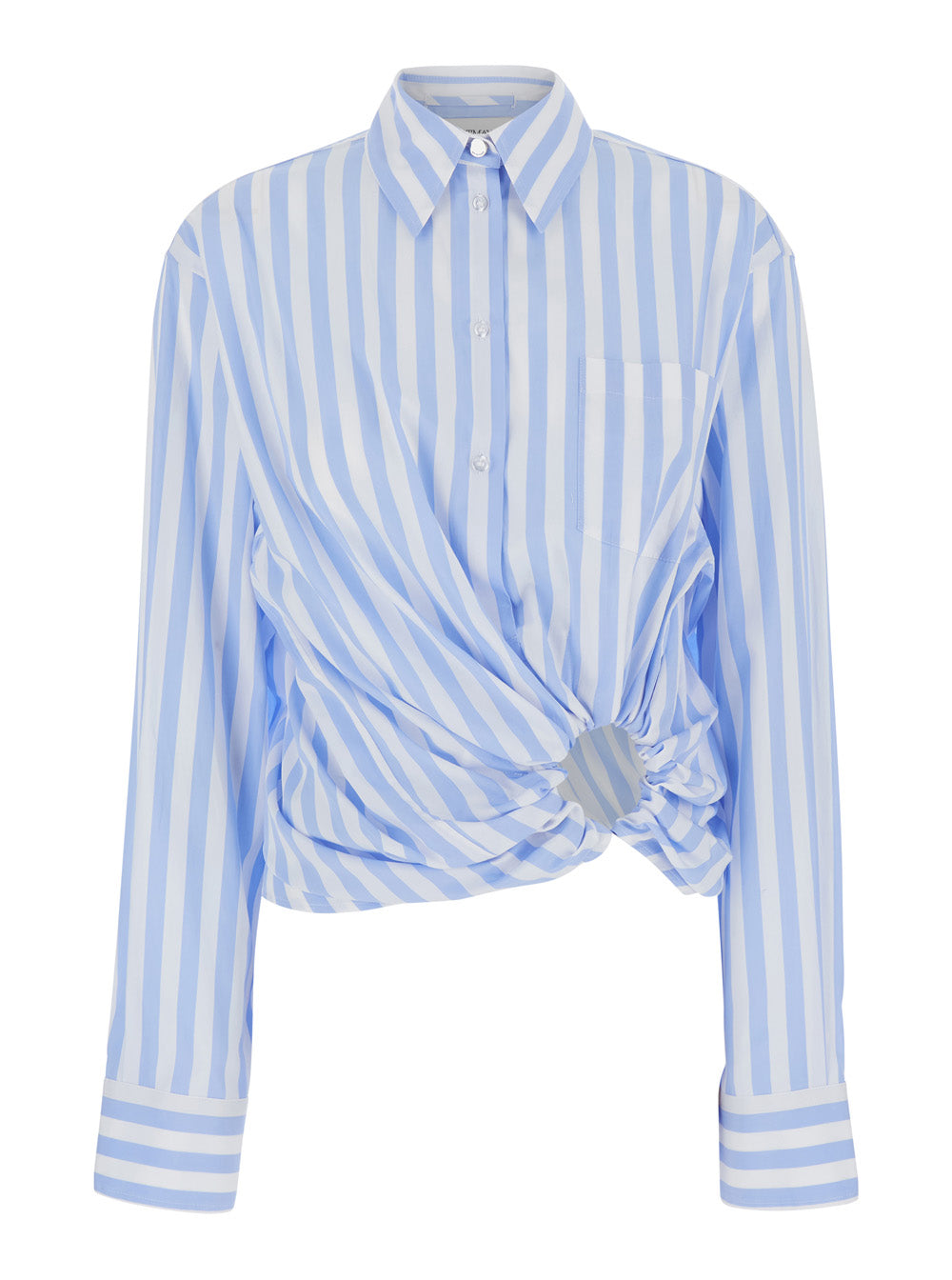 Sportmax Women Spxpalmizi Blue Button-Down Collar Long Sleeve Cotton Shirt For Women SPORTMAX
