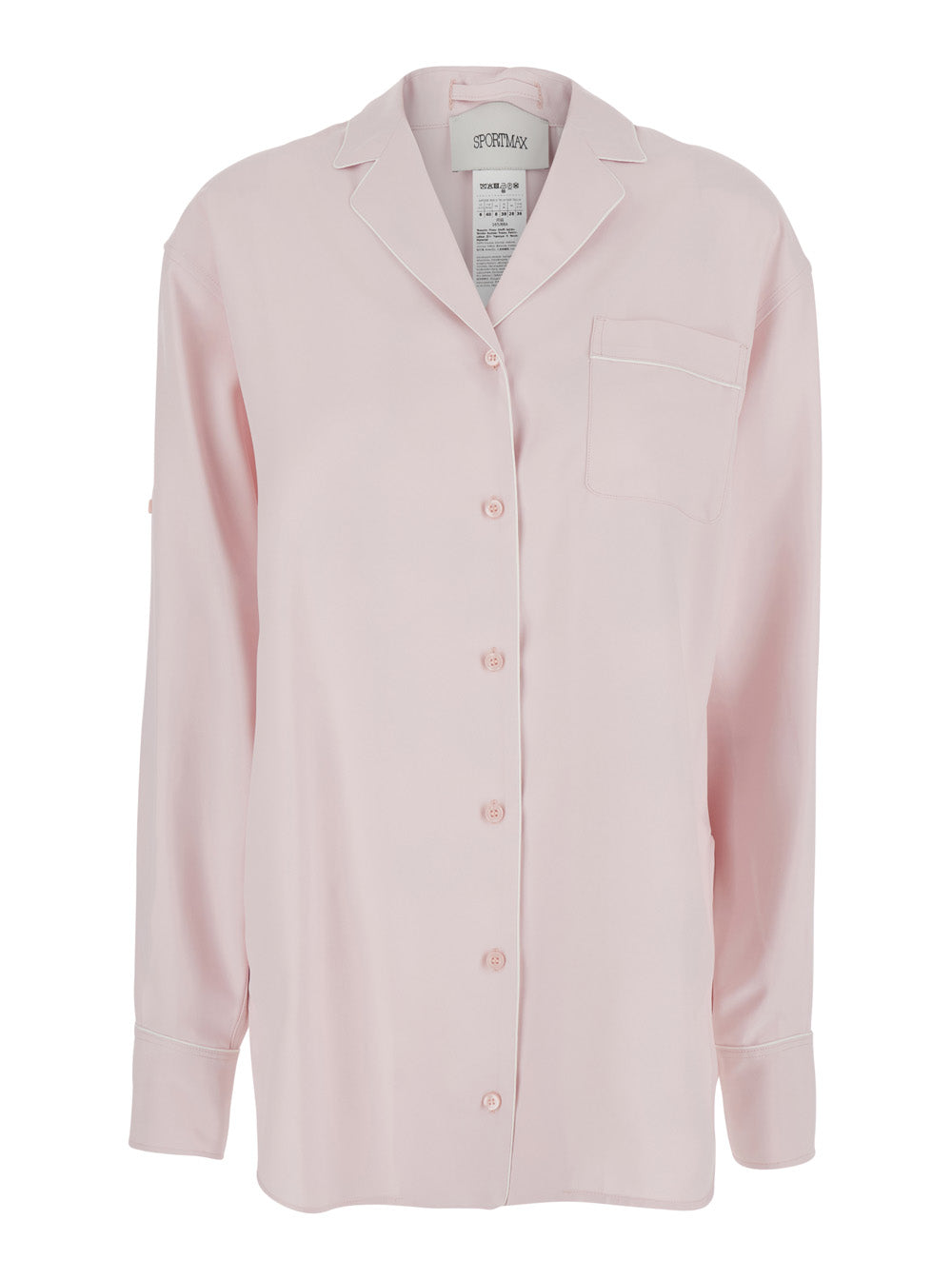 Sportmax Women 'Cocco' Pink Oversized Shirt With Notched Collar And Patch Pocket On The Front In Viscose For Women SPORTMAX