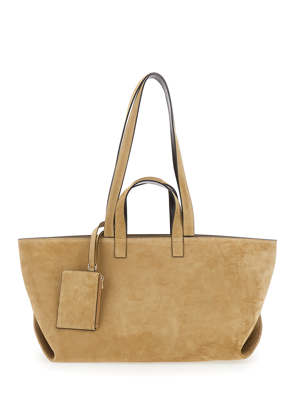 A.P.C. Women Tote Bag 'Le Drummer Suede And Smooth Leather' With Beige Leather Handles For Women A.P.C.
