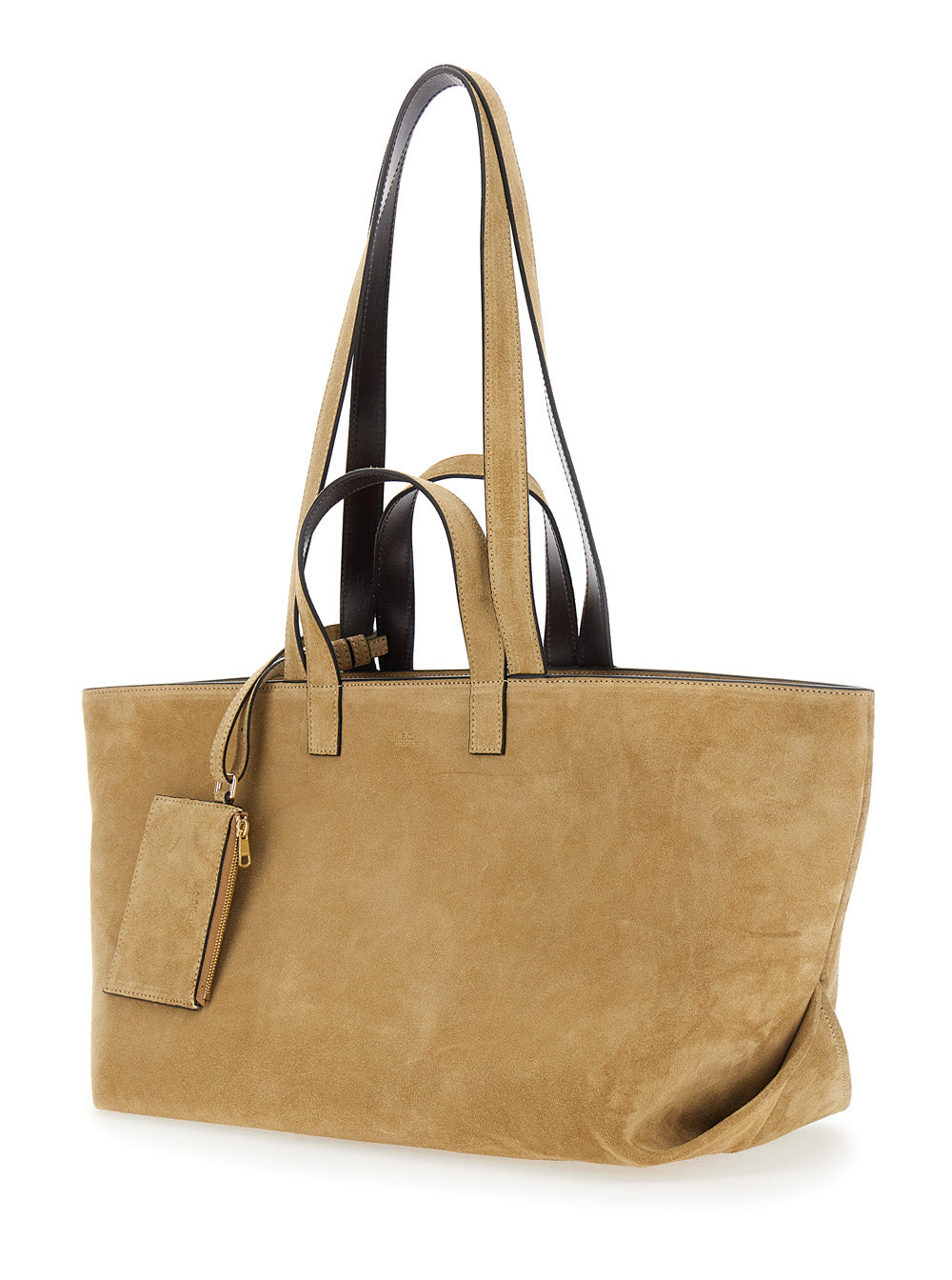 A.P.C. Women Tote Bag 'Le Drummer Suede And Smooth Leather' With Beige Leather Handles For Women A.P.C.