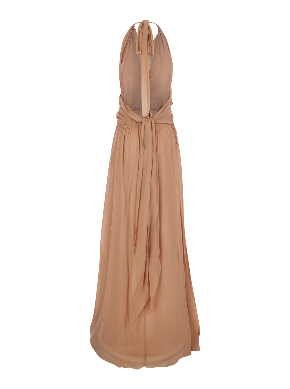 Blumarine Women Dress 'Georgette Long Dress' Pink With V-Neck And Long Sleeves In Viscose For Women BLUMARINE