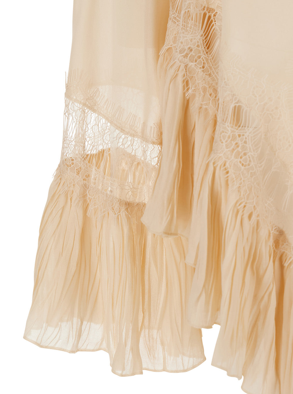 Blumarine Women Beige Blouse With Pointed Collar And All-Over Lace Embellishment In Viscose For Women BLUMARINE