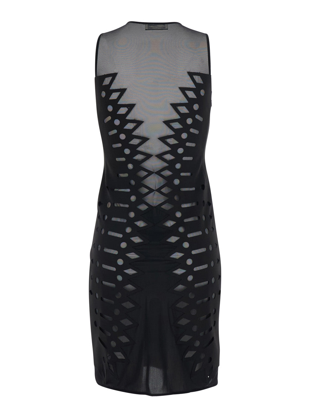 Blumarine Women Black Sleeveless Dress With Round Neck And All-Over Embroidery In Tech Fabric For Women BLUMARINE