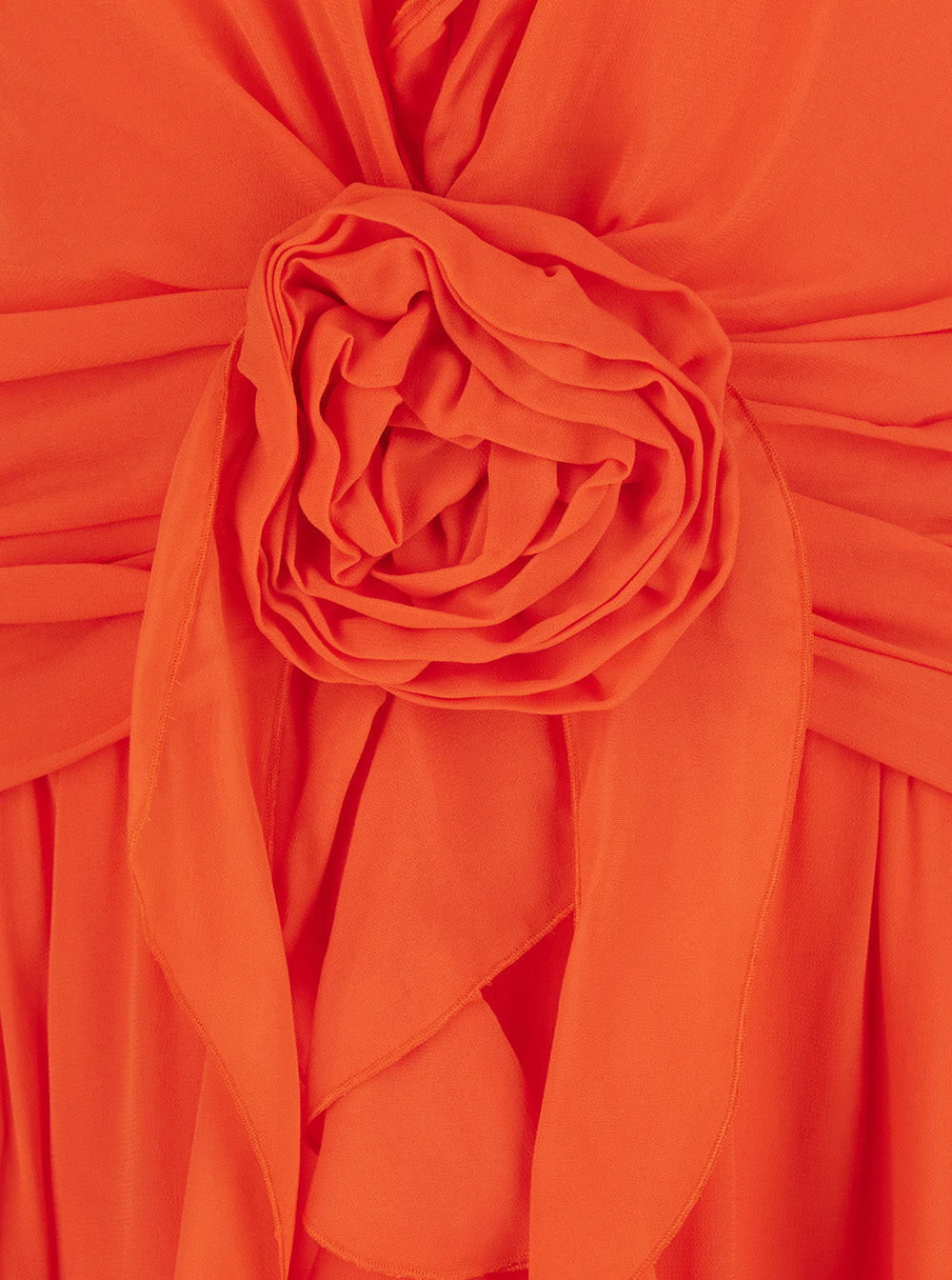 Blumarine Women Orange Long Dress With Halterneck And Floral Decorations In Viscose For Women BLUMARINE