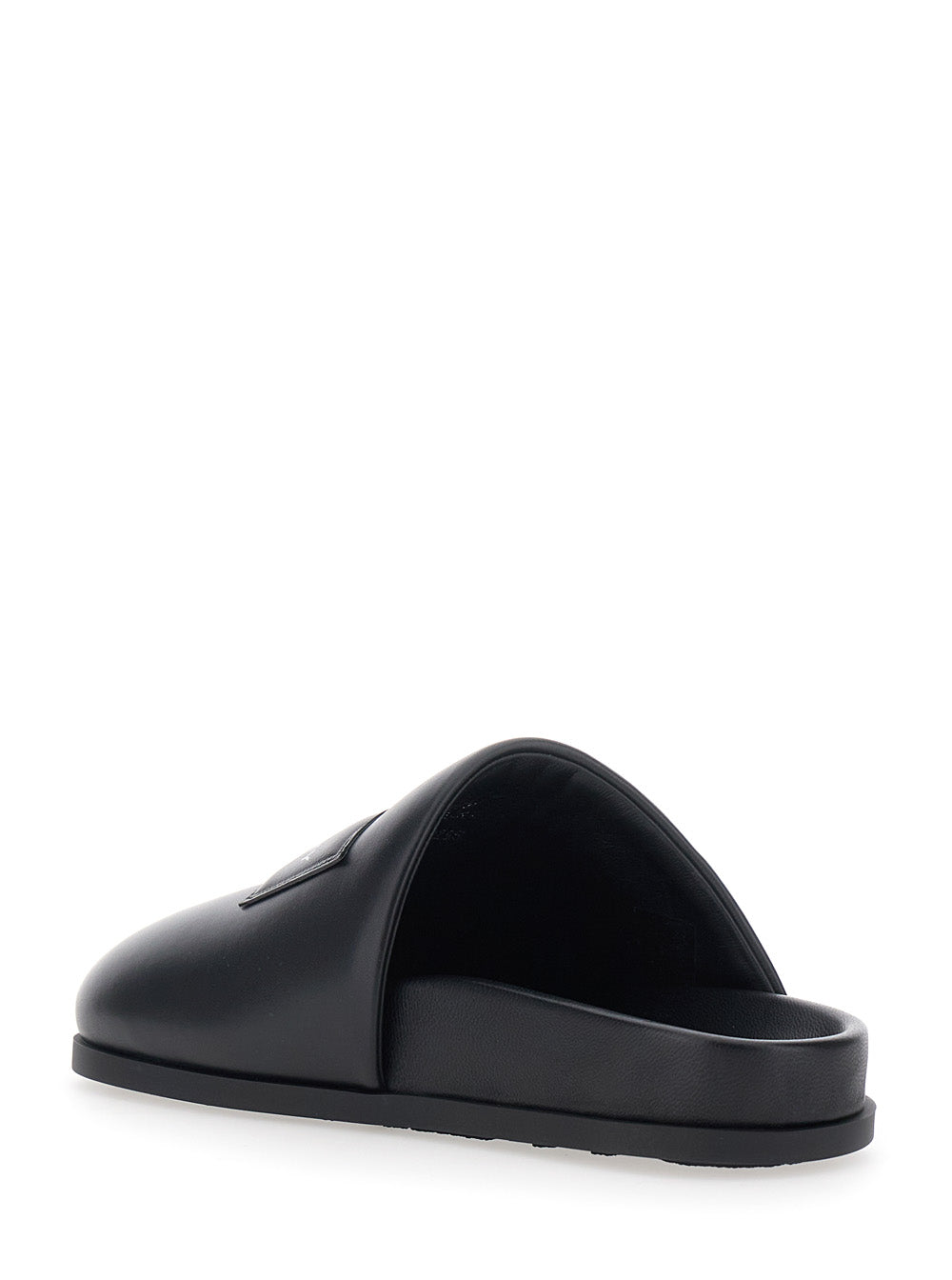 Givenchy Women Black Mules With Asymmetrical Design And Padded Leather Logo Women GIVENCHY