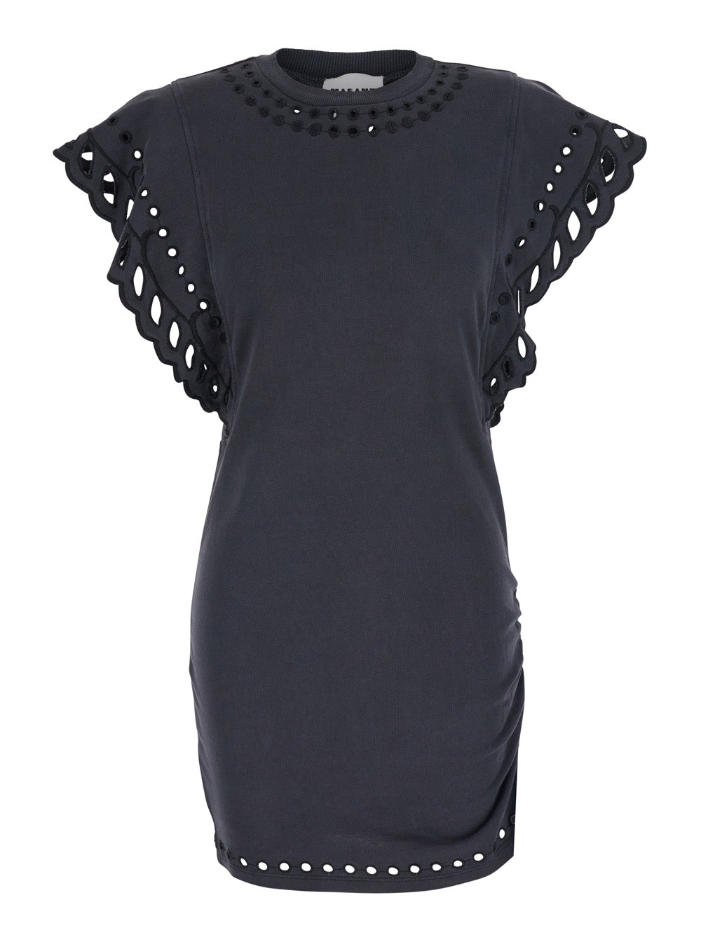 Isabel Marant Etoile Women 'Orlane' Black Dress With Round Neck And Sangallo Details In Cotton For Women ISABEL MARANT ETOILE