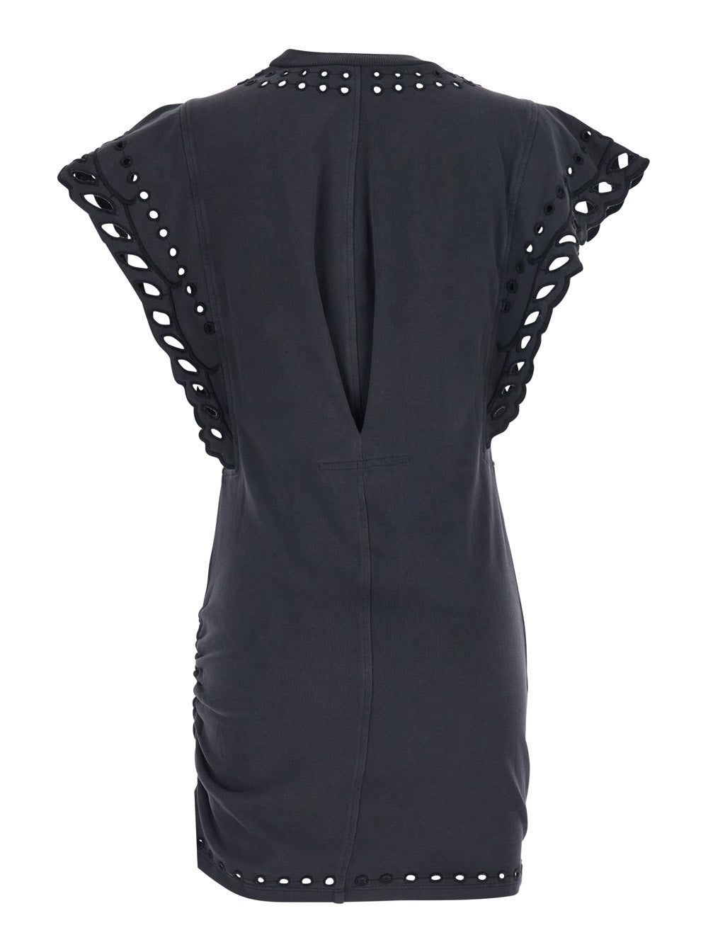 Isabel Marant Etoile Women 'Orlane' Black Dress With Round Neck And Sangallo Details In Cotton For Women ISABEL MARANT ETOILE