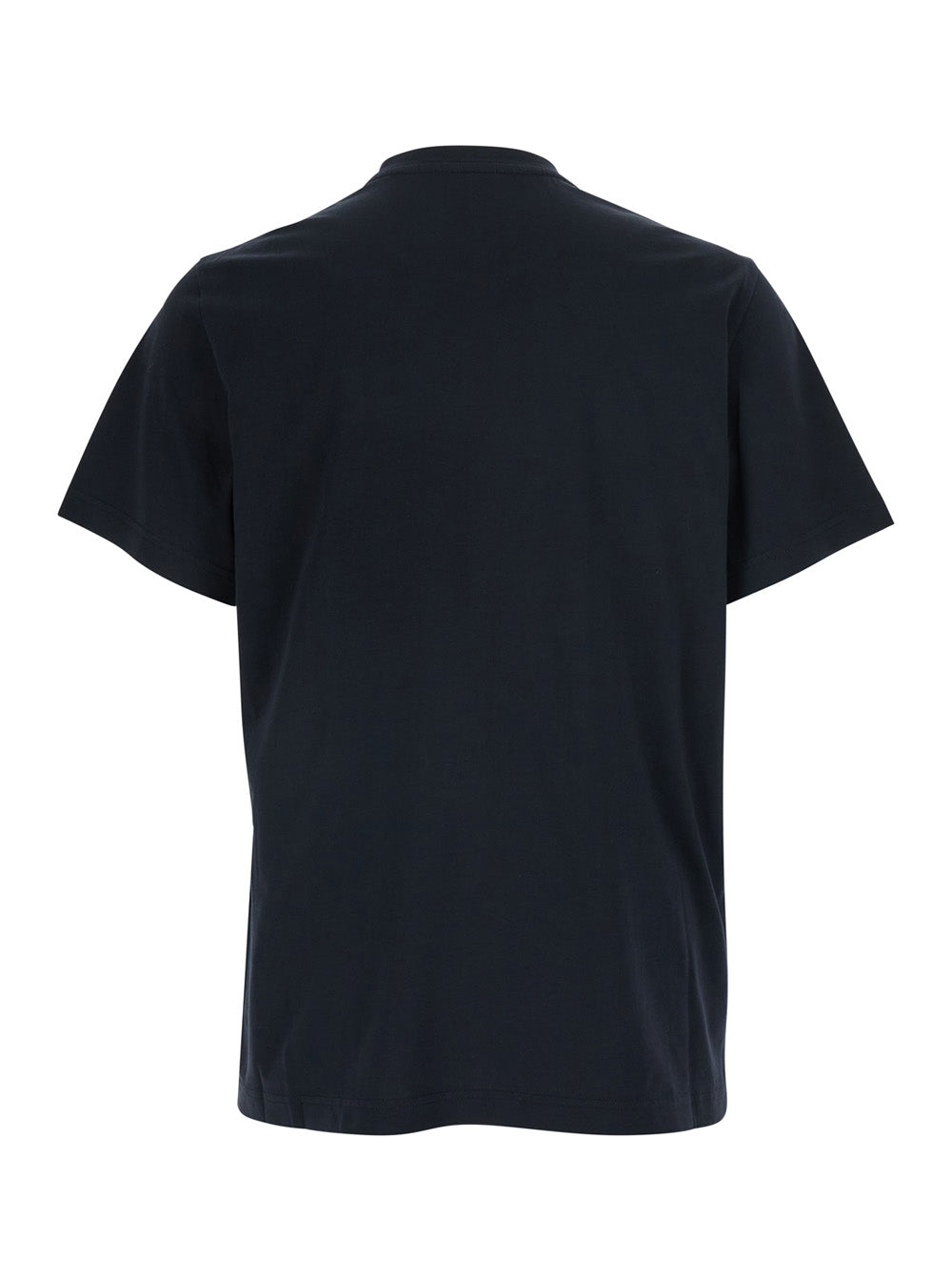 Moncler Men Blue T-Shirt With Logo Print On The Front In Cotton For Men MONCLER