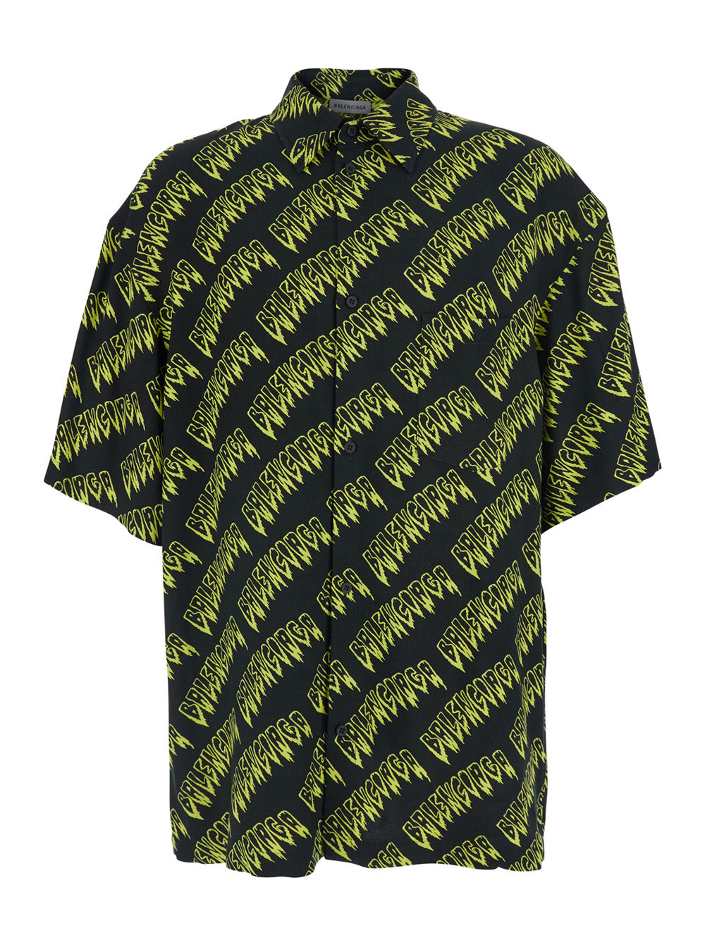 Balenciaga Men 'Creeper' Multicolor Shirt With Classic Collar And All-Over Logo Motif In Viscose For Men BALENCIAGA