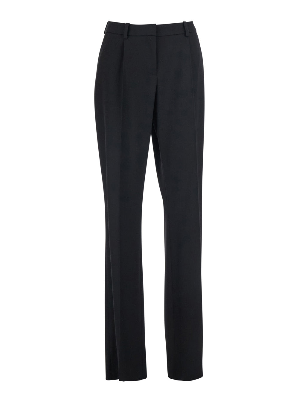 Balenciaga Women Black Straight-Leg Pants With Front Pleats In Wool For Women BALENCIAGA