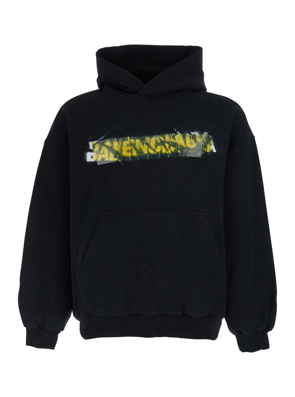 Balenciaga Men Black Cotton 'Medium Fit Hoodie' With Fixed Hood For Women BALENCIAGA