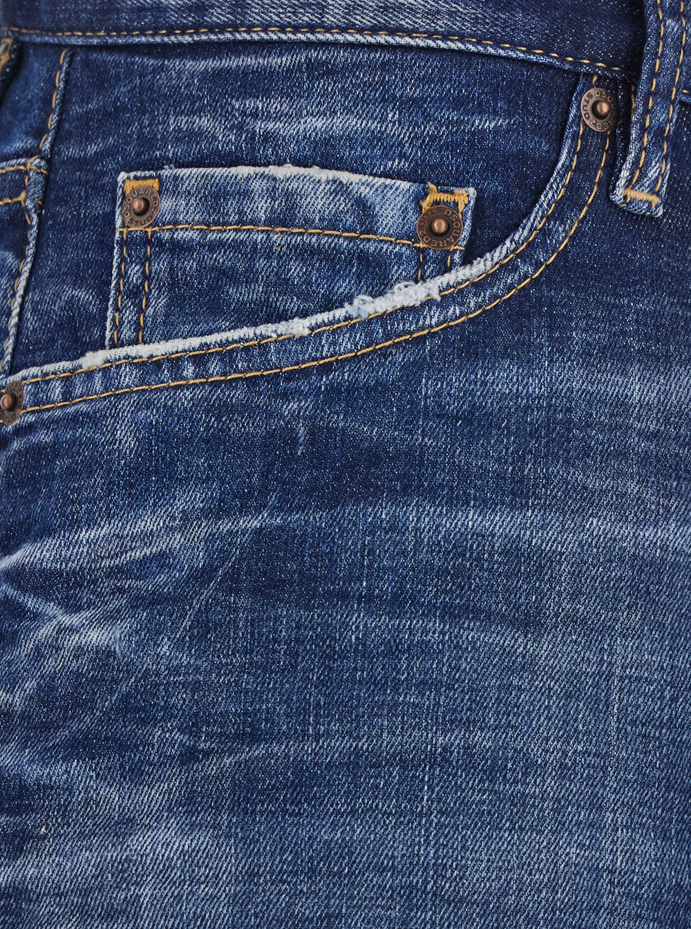 Dsquared2 Men Blue Shorts With Logo Patch On The Back And Ripped Details On The Back In Denim For Men DSQUARED2