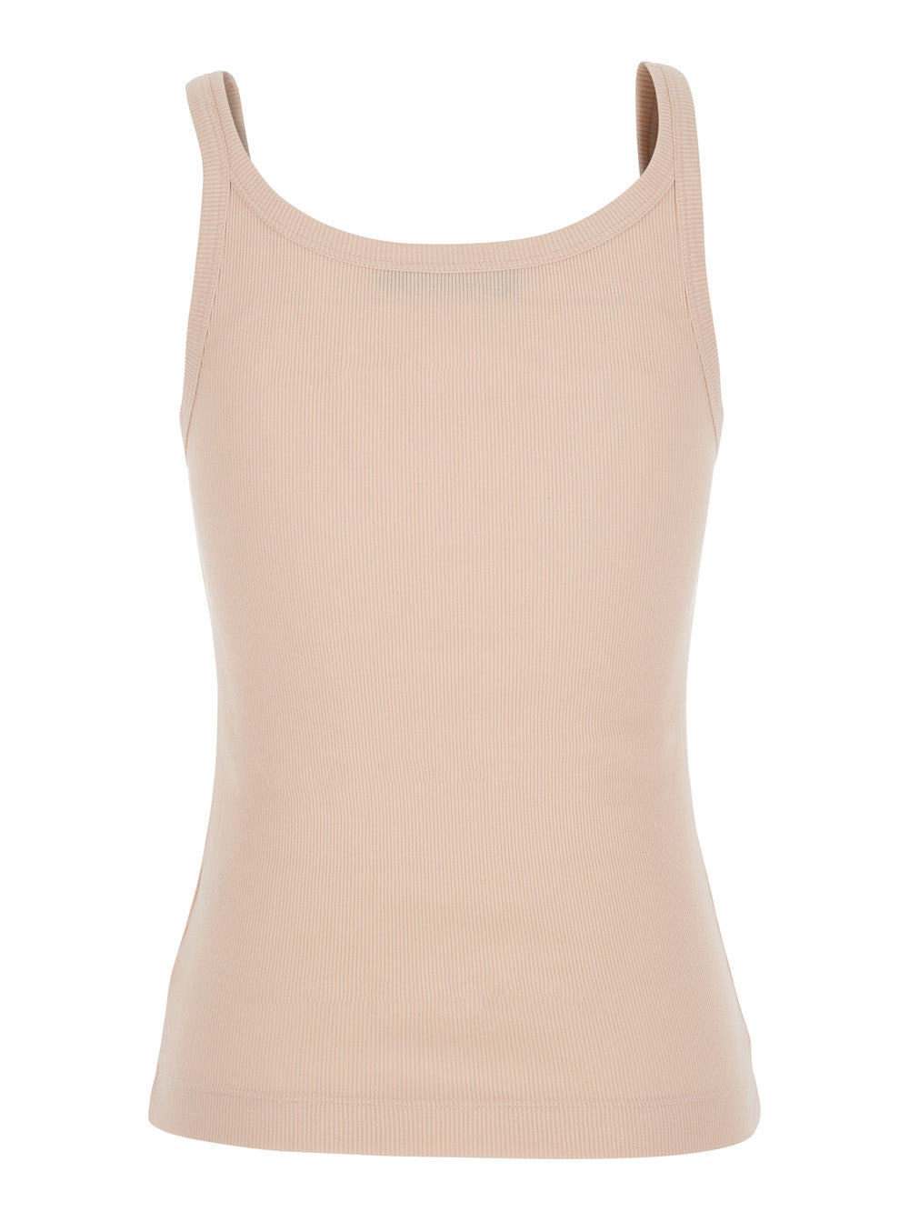 Dolce & Gabbana Women Pink Sleeveless Top With Round Neck And Logo Patch On The Front In Cotton For Women DOLCE & GABBANA