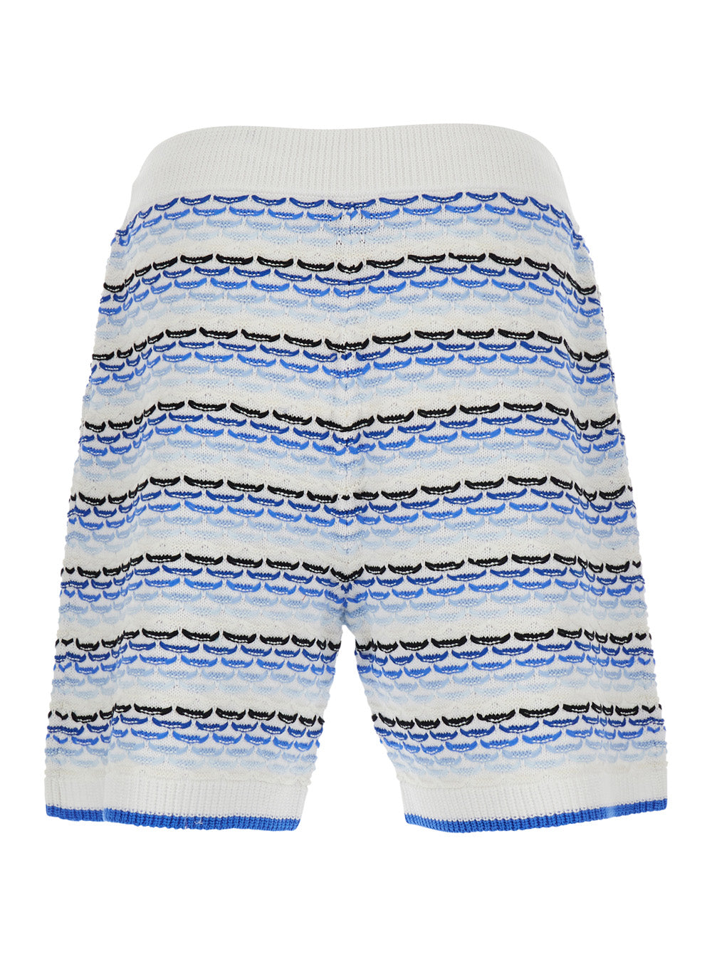 Casablanca Men White And Blue Shorts With Braided Motif And Logo On The Front In Cotton Man CASABLANCA