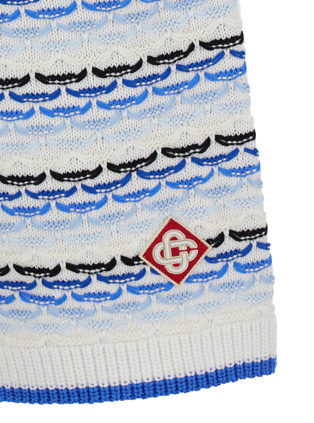 Casablanca Men White And Blue Shorts With Braided Motif And Logo On The Front In Cotton Man CASABLANCA