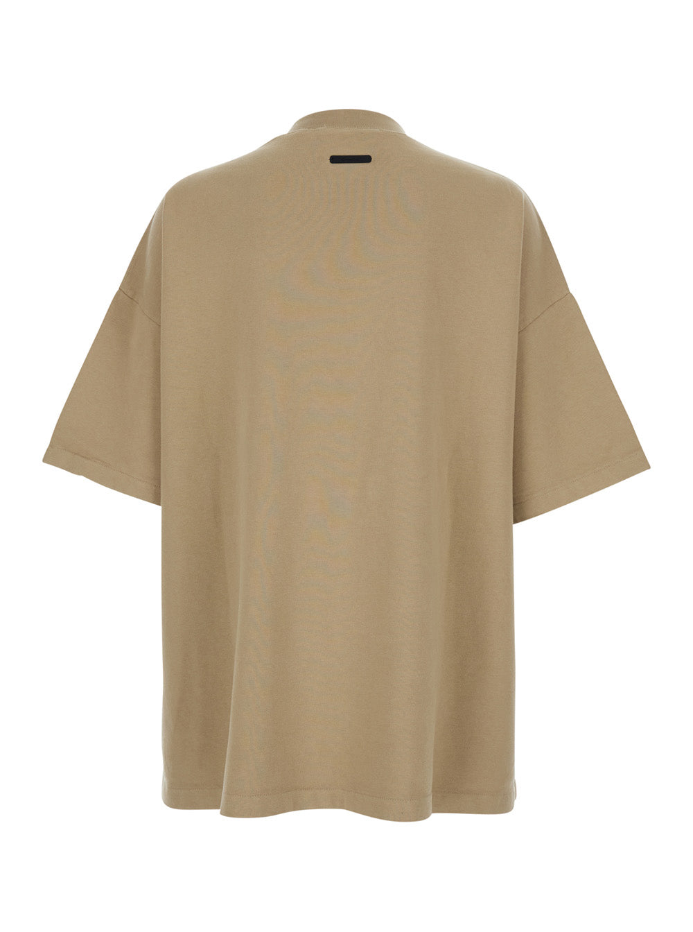 Fear Of God Men Beige Crew Neck T-Shirt With Dropped Shoulders And Maxi Logo Lettering Print On The Front In  Cotton For Men FEAR OF GOD