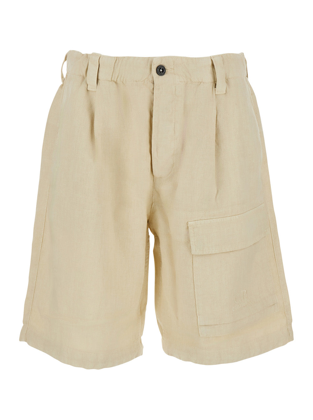 C.P. Company Men Shorts 'Lino' With Side Pockets Beige In Linen Men C.P. COMPANY