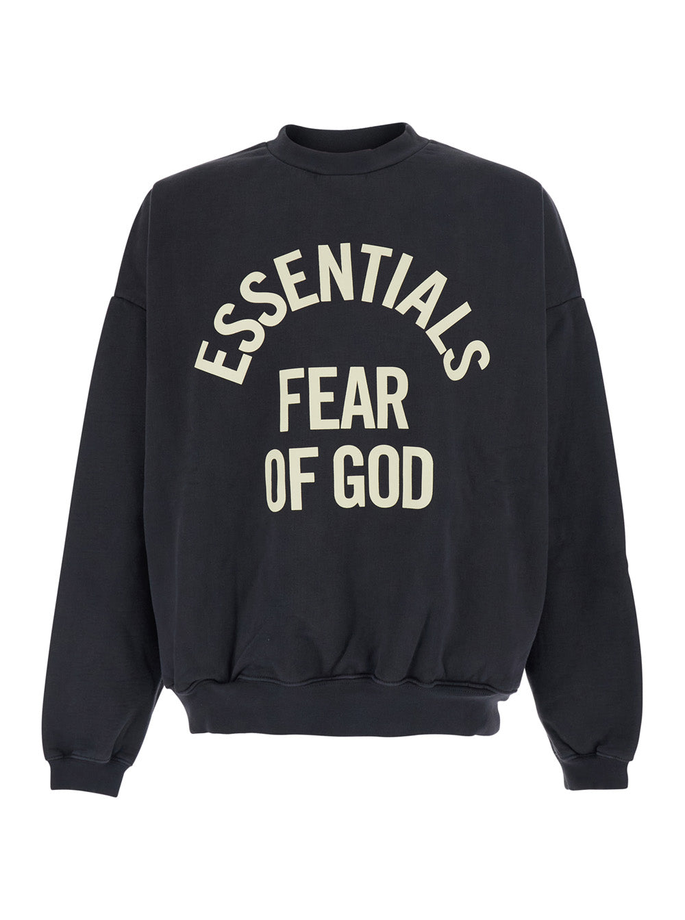 Fear Of God Men Black 'Campus 90'S Crewneck Sweatshirt Essentials' With Round Neck And Long Sleeves FEAR OF GOD