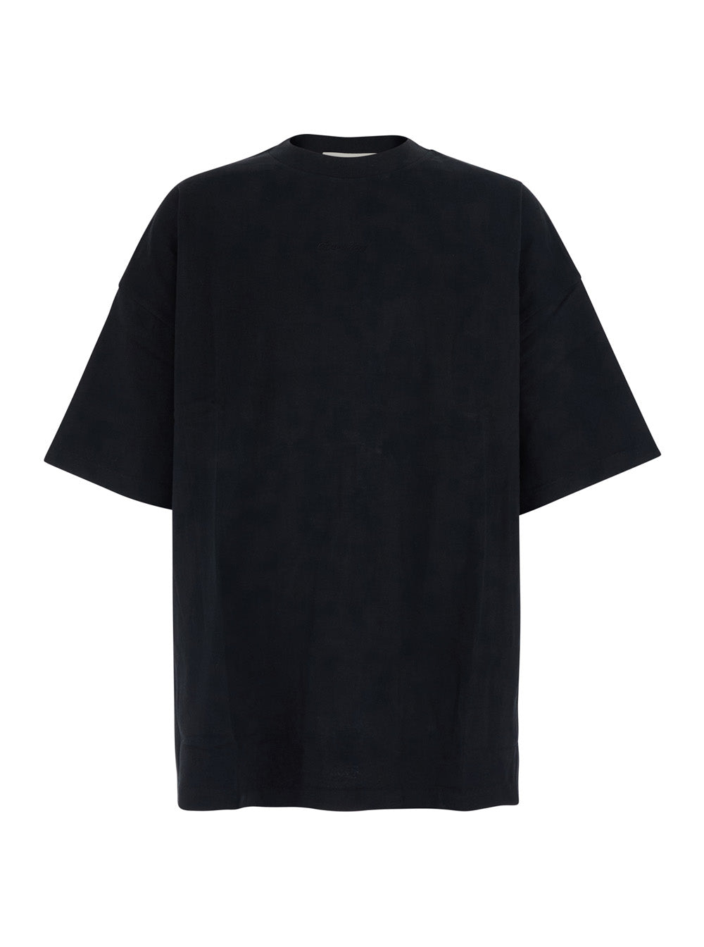 Fear Of God Men Black Crew Neck T-Shirt With Tone-On-Tone Logo Lettering Embroidery On The Front In Cotton For Men FEAR OF GOD