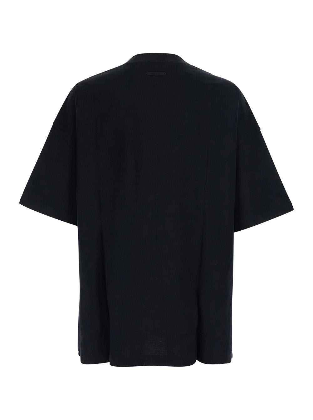Fear Of God Men Black Crew Neck T-Shirt With Tone-On-Tone Logo Lettering Embroidery On The Front In Cotton For Men FEAR OF GOD