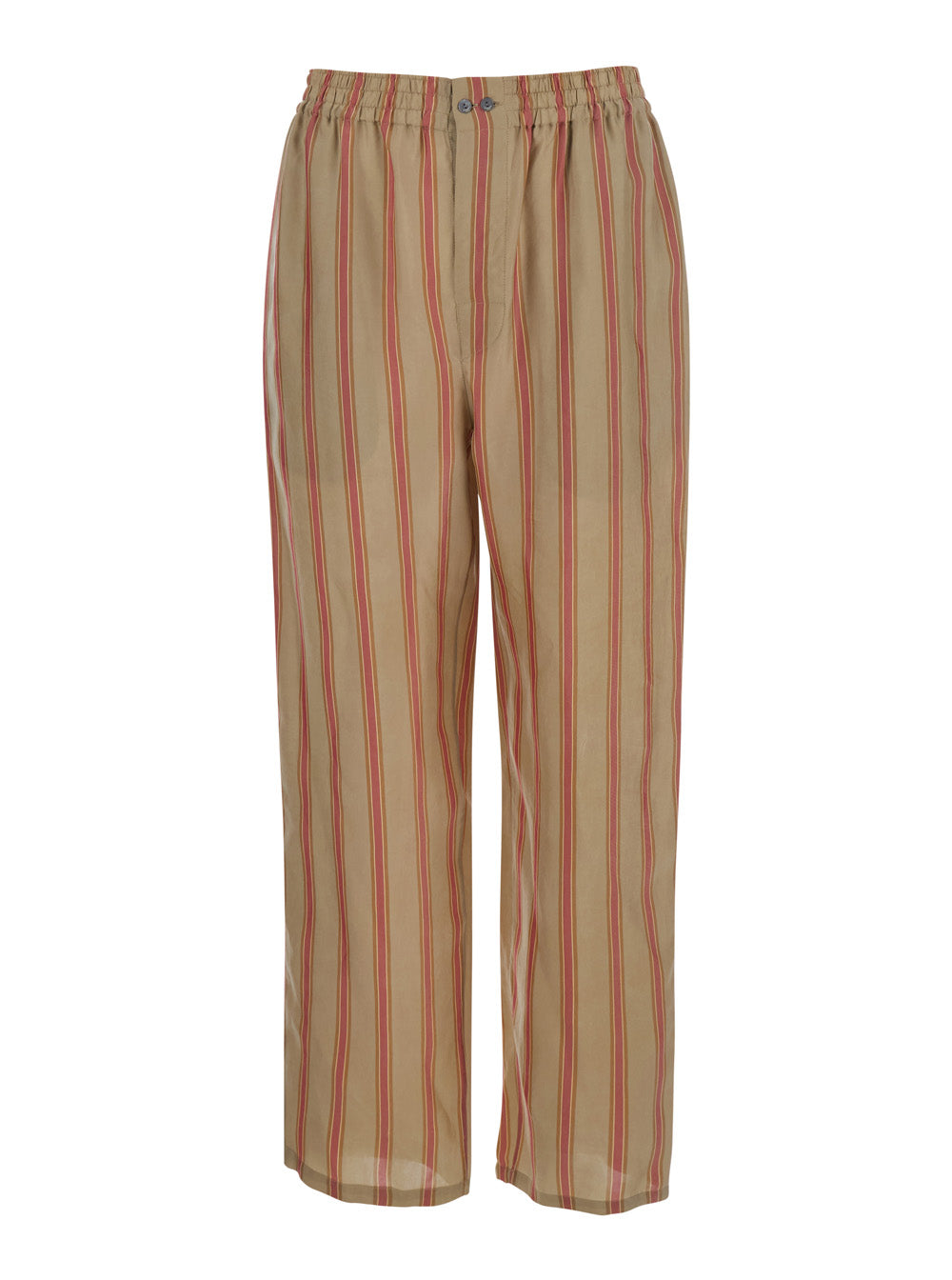 Saint Laurent Men Beige 'Strips' Pants With Elastic Waist And Side Pockets For Men SAINT LAURENT