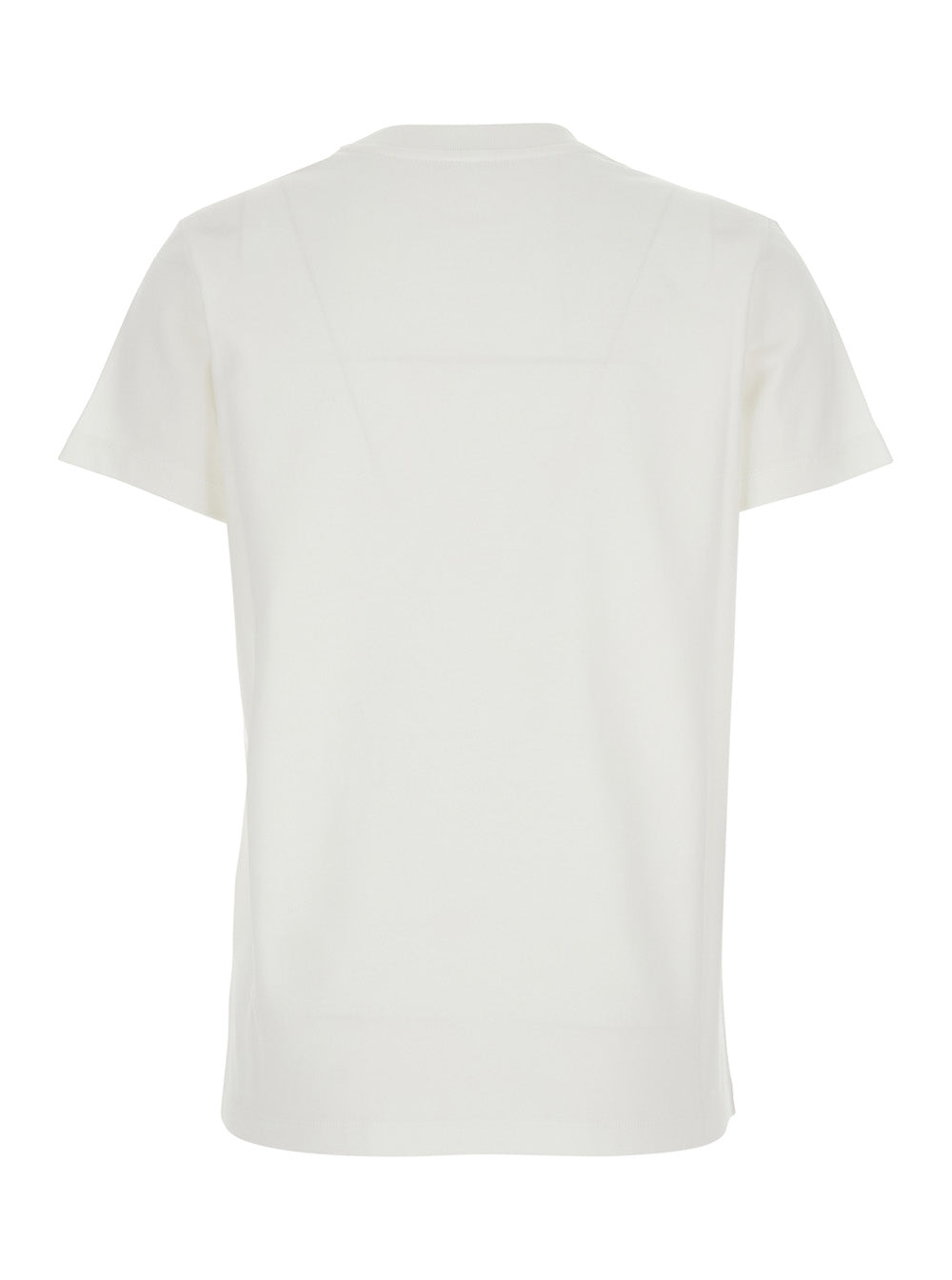 Moncler Women White Crew Neck T-Shirt With Logo Lettering Embroidery On The Front In Cotton For Women MONCLER