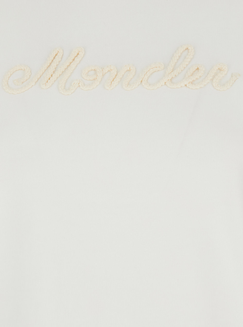 Moncler Women White Crew Neck T-Shirt With Logo Lettering Embroidery On The Front In Cotton For Women MONCLER