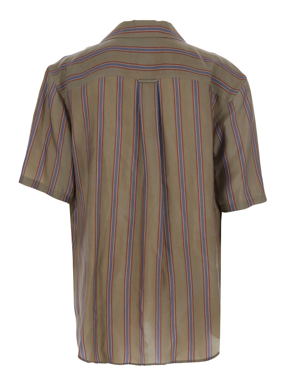 Saint Laurent Men Boxy Strips Shirt With Collar And Long Sleeves In Brown For Men SAINT LAURENT