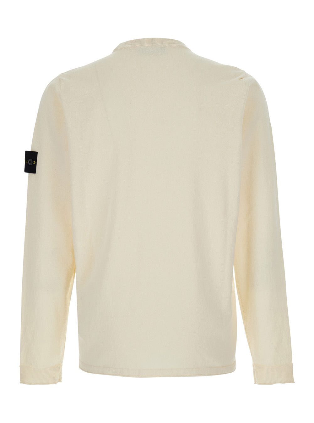 Stone Island Men White Sweater With Round Neck And Long Sleeves In Cotton For Men STONE ISLAND
