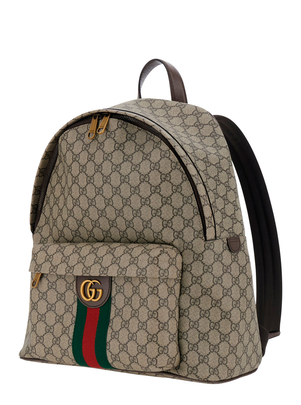 Gucci Men Ophidia Backpack Beige With Leather Details And Gg Logo In Tech Fabric For Women GUCCI