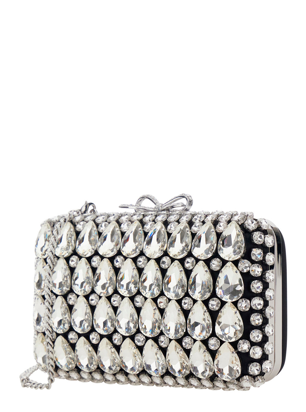 Self-Portrait Women Clutch Bag 'Black Satin Crystal' With Crystal Details In Black Satin For Women SELF-PORTRAIT