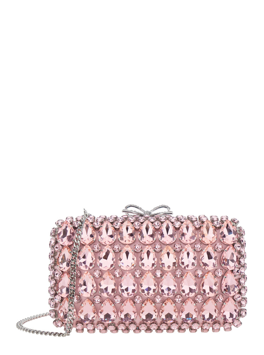 Self-Portrait Women "Pink Satin Crystal Clutch Bag" Pink Clutch Bag With Crystals On The Front In Satin For Women SELF-PORTRAIT
