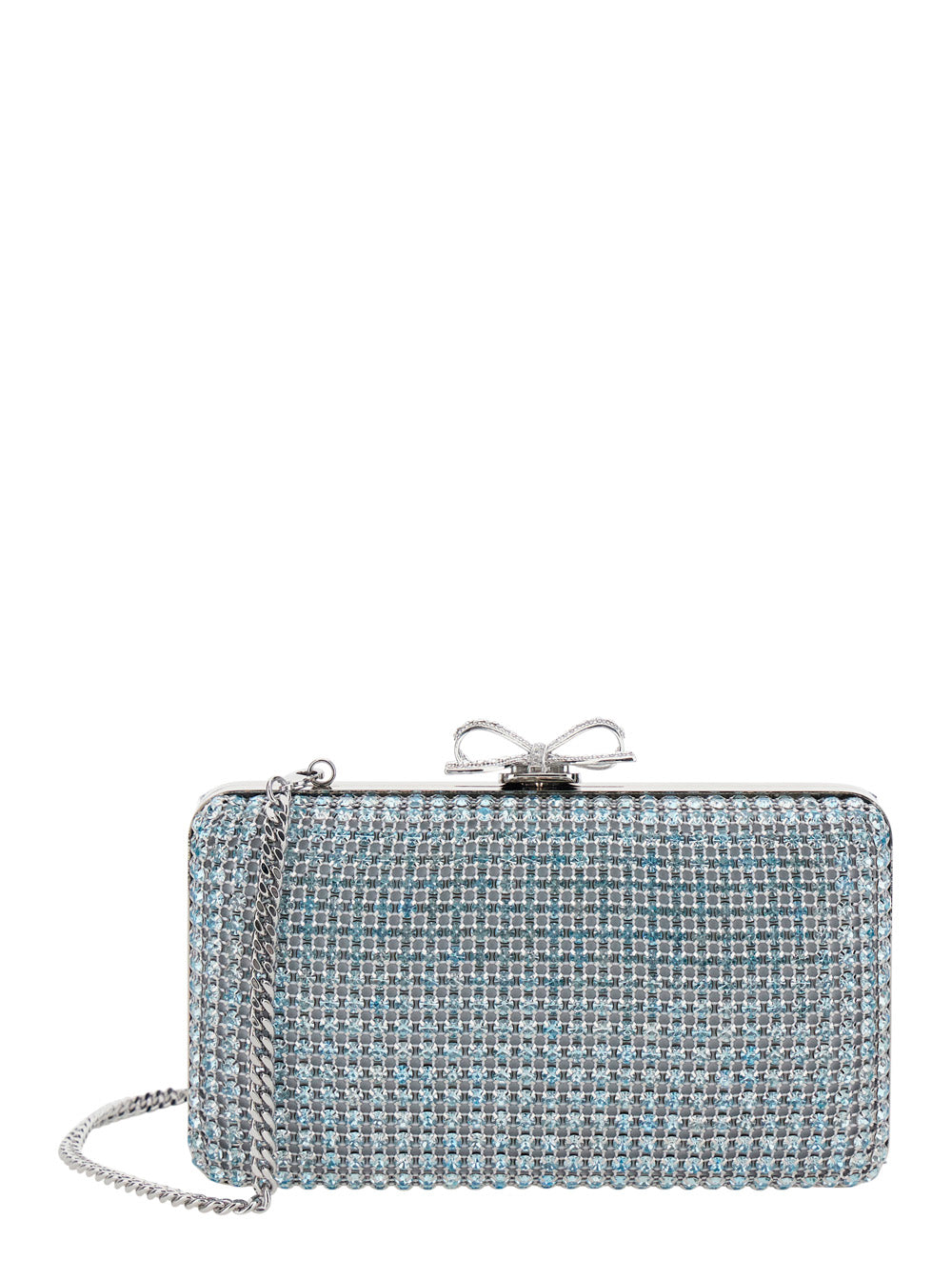 Self-Portrait Women Clutch Bag "Blue Crystal Chainmail" With Blue Crystal Details SELF-PORTRAIT