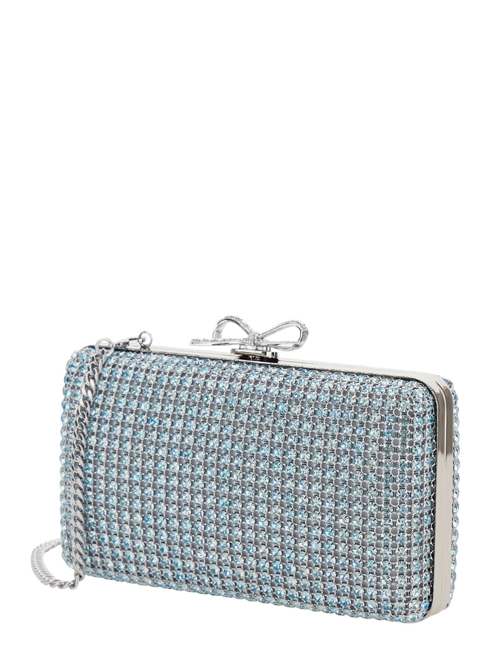 Self-Portrait Women Clutch Bag "Blue Crystal Chainmail" With Blue Crystal Details SELF-PORTRAIT