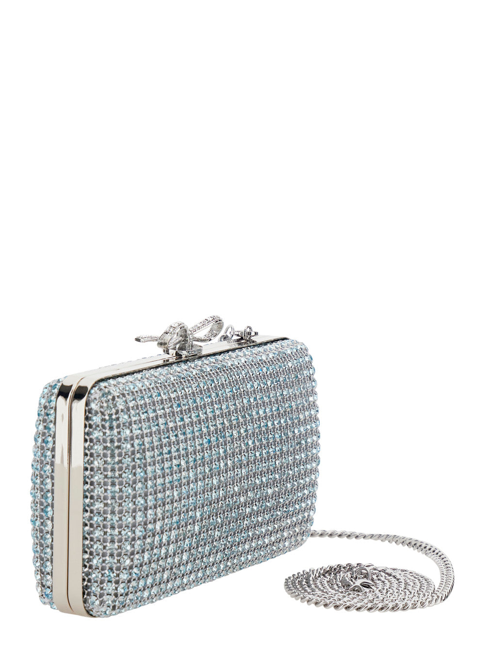 Self-Portrait Women Clutch Bag "Blue Crystal Chainmail" With Blue Crystal Details SELF-PORTRAIT