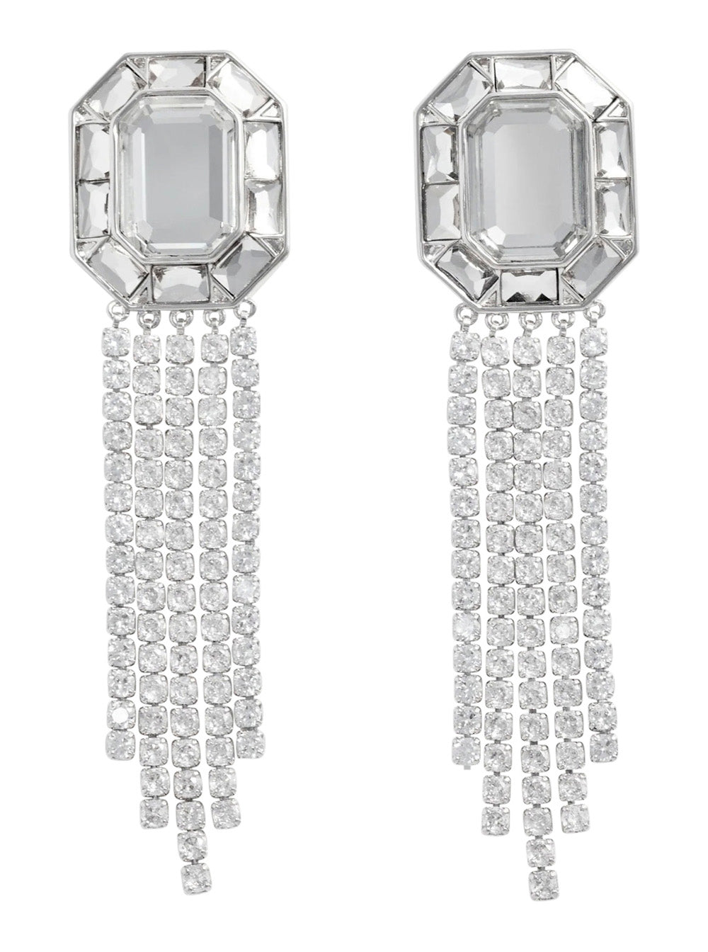 Self-Portrait Women Earrings 'Silver Crystal Droplet' With Metallic Crystals For Women SELF-PORTRAIT