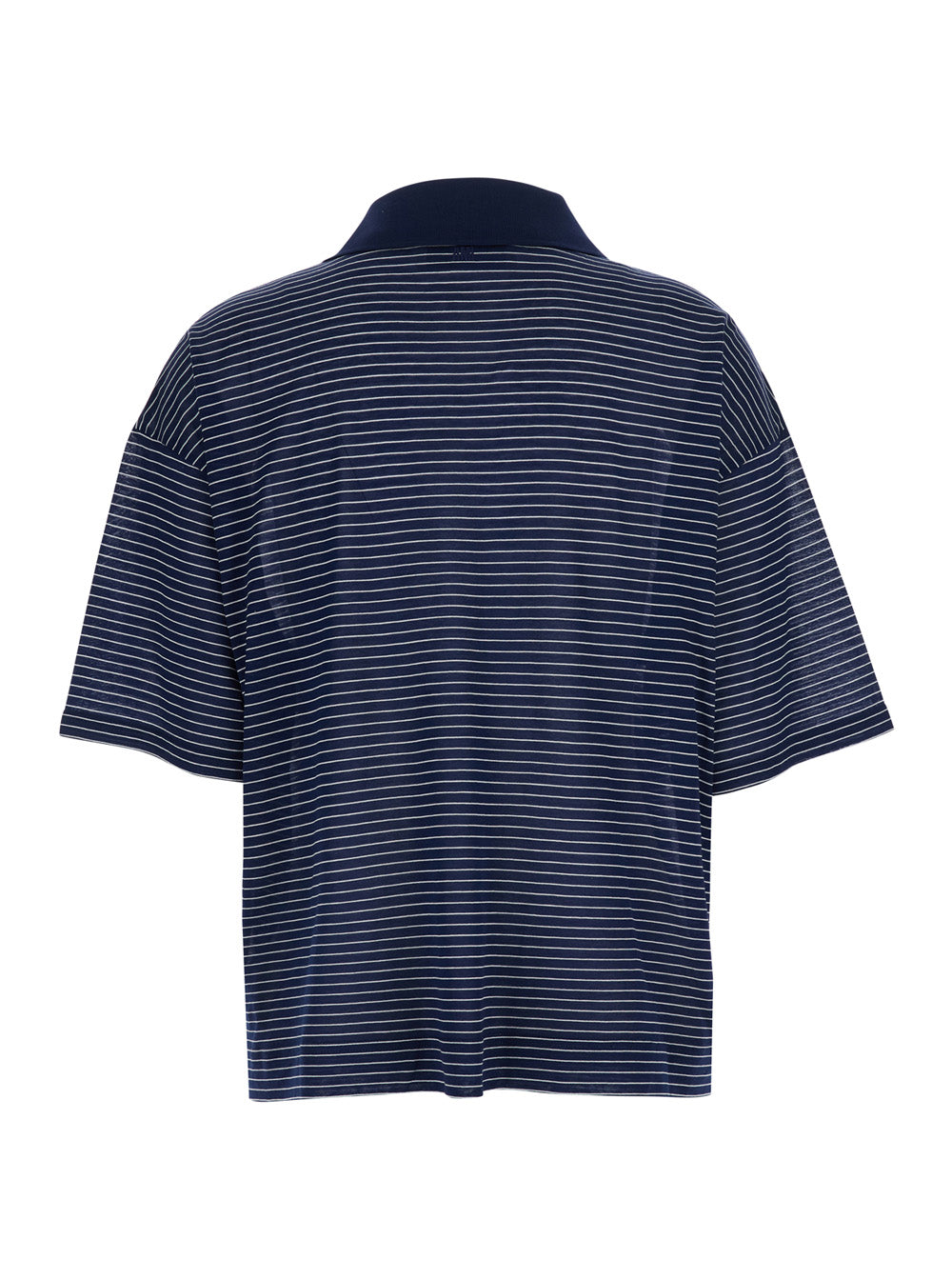 Ami Paris Women Blue Polo Shirt With Striped Motif And Embroidered Ami De Coeur Logo On The Front In Cotton For Women AMI PARIS
