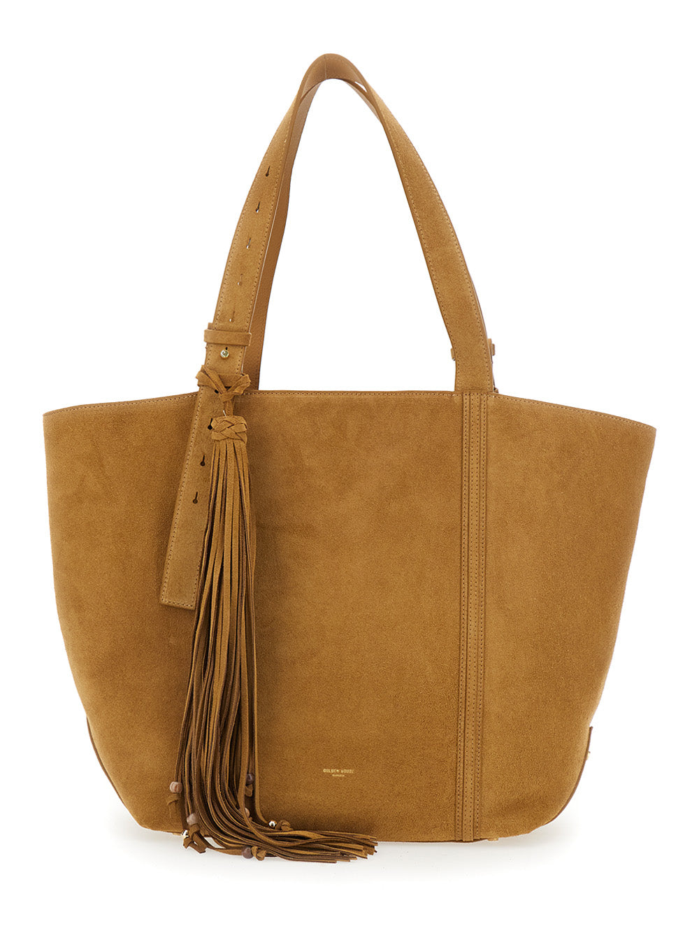 Golden Goose Women Shopping 24.7 Ew Regular Suede Body Antique Brass Metal Details Brown Leather Tote Bag With Antique Brass Metal Details For Women GOLDEN GOOSE